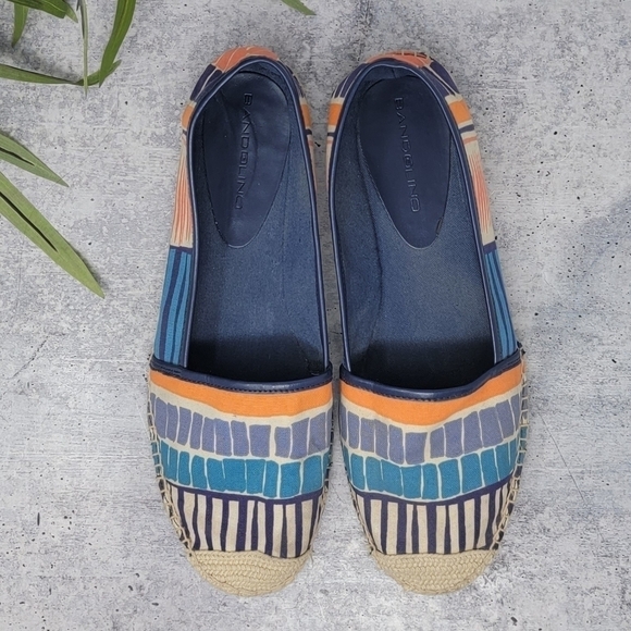 Bandolino | Blue Orange Rectangle Print Espadrille Flats Size 9 - Picture 1 of 9